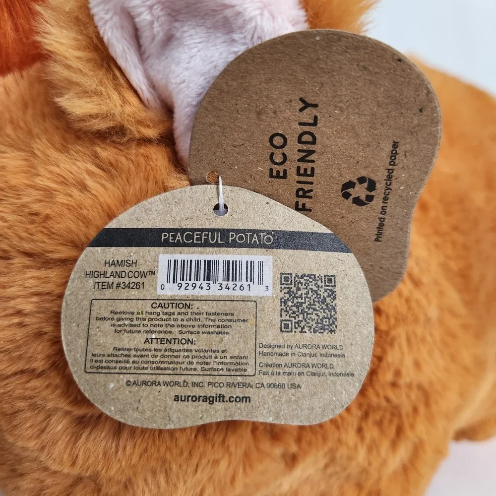 Aurora Spudsters Hamish Highland Cow Plush Stuffed Animal 34261 Cute Fluffy Soft